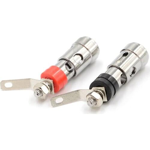 1pair Red+ Black Audio Terminal Banana Socket Silver Plated Brass Terminal Speaker Binding Post Spring Loaded Press Self Locking