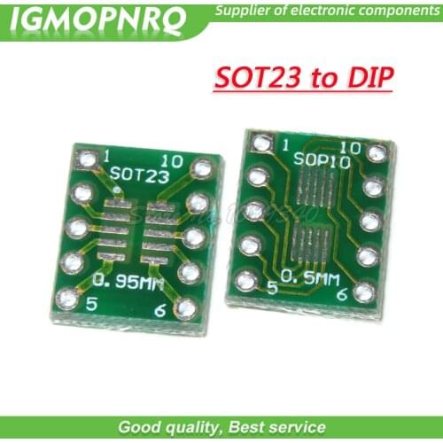 10PCS SOT23 MSOP10 UMAX to DIP10 Transfer Board DIP Pin Board Pitch Adapter SOT-23 MSOP-10 TO DIP-10