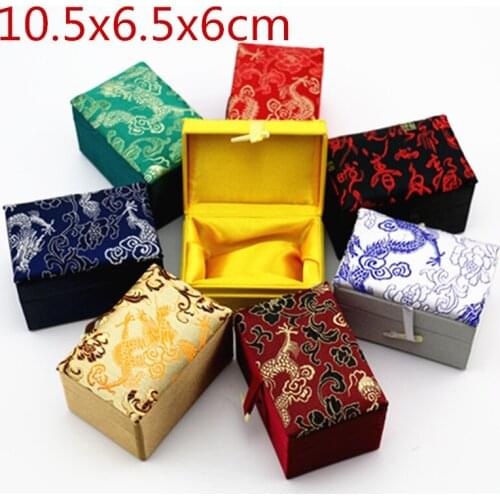 4 Size 10pcs Rectangle Chinese Silk Fabric Necklace Gift Packaging Jewelry Storage Case Decoration Crafts Stone Collection Box