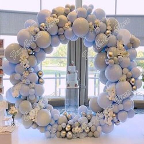 131pcs Doubled Maca Blue Wedding Birthday Party Backdrop Baby Shower Supplie Event Celebration Silver Decor Balloon Garland Arch