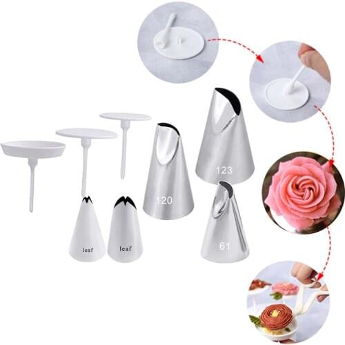 2/3PCS 3 Sizes Cake Tray Tulips Flower Rose Nozzle Nail Decor Lifter Fondant Cream Transfer Baking Pastry Kitchen Cake Tips Set