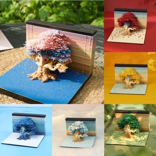 2021 New Diy Omoshiroi Block Three-dimensional Note Paper Sticky Note Tree House Surprise Creative Birthday Gift
