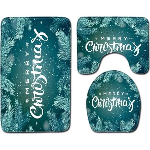 3pcs/set Vintage Cartoon Print Anti-slip Bathroom Floor Mat Home Decor Shower Non-Slip Rug Bath Door Mats Christmas