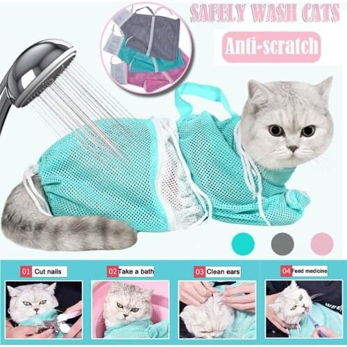 Cat Accessories Polyester Mesh Bathing Bag Cats Grooming Supplies Washing Bags Shower Bite Restraint Cleaning Supplies
