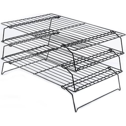 Non-Stick 3-Tier Cooling Rack Stackable Collapsible Rectangle Wire Rack Cooking Baking Cooling Rack For Cookies Cakes