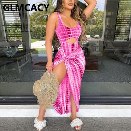 Sleeveless Cut Out Bodysuit Rompers & Slit Skirt Set Summer Two Piece Suits