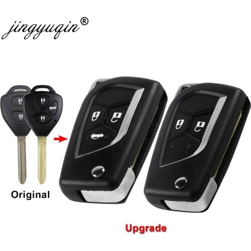 Jingyuqin 2/3 Buttons Modified Flip Folding key Shell Case for Toyota Camry Corolla Prado Blank Fob Replacement