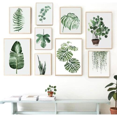 Laminas Decorativas Green Leaves Peinture Para Wall Art Canvas Painting Art Print Poster Picture Home Decoration Room Decor