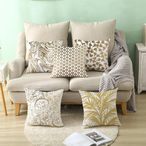 Decorative Cushion Cover 45*45 Sofa Pillow Cover White Bronzing Pillowcase Home Decor Nordic Car Seat Gilding Gold Decoration