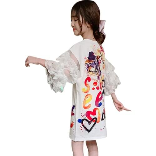 Kids Dresses for Girls Clothes Cartoon Short Sleeve Casual Dress Summer Kids Girl Dress Children Clothing Baby Dresses