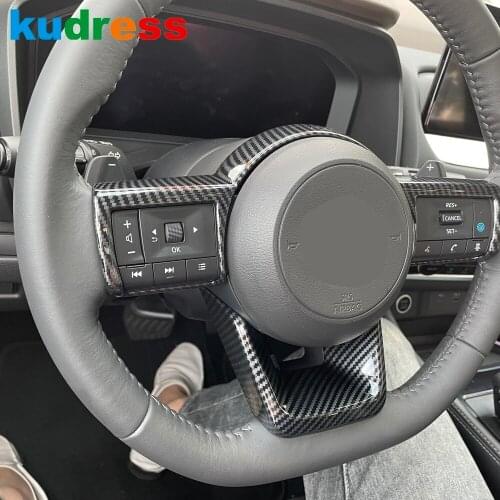 For Nissan Rogue X-trail 2021 2022 Carbon Fiber Interior Steering Wheel Panel Cover Trim Sticker Car Accessories 2pcs/set