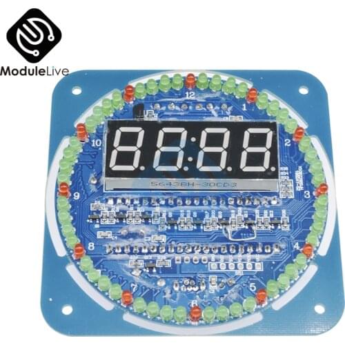 DS1302 Rotating LED Electronic Digital Clock Kit 51 SCM Learning Board Module 5V Assembled