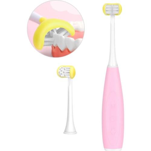Electric Toothbrush for Kids with 3D Soft Brush 3 Brushing Modes 2 Min Timer Sonic Triple Bristle with Brush Head for Children