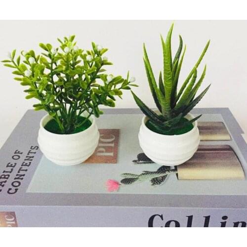 Artificial Plastic Potted Plants Artificial Green Plants Fake Flowers Potted Plants Home Decoration Crafts Ornaments