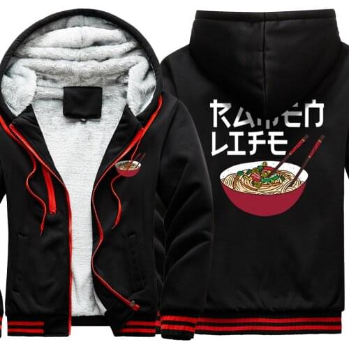 Noodles Cartoon Thicken Jackets For Mens Pocket Male Clothing Leisure Korean Style Tops Clothing Hipster Retro moletom masculino