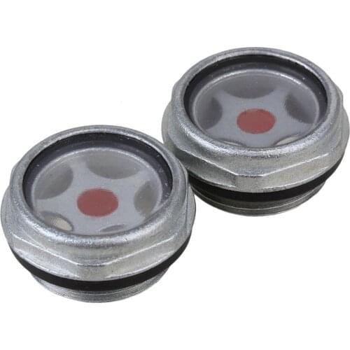 Silver Tone 26mm Dia G3/4"" Male Threaded Metal Air Compressor Oil Level Sight Glass Window Pack of 2