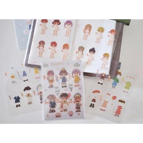 Cute Seasons Girls PVS Waterproof Sticker Sheet for Card Making Bullet Journal DIY Scrapbooking