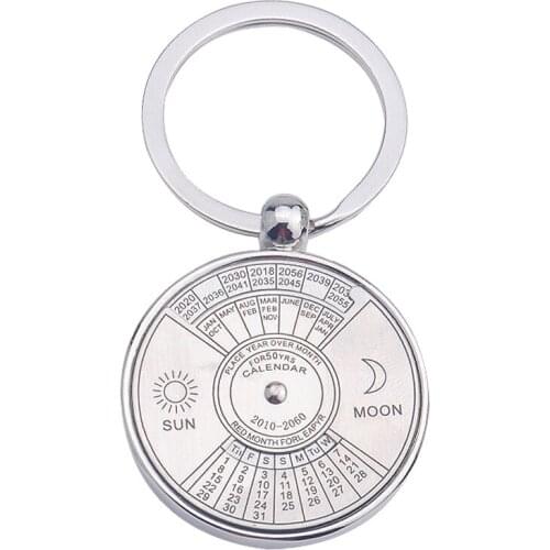 Mini Special Perpetual Calendar Keychain Ring 50 Years Unique Metal Keyring NYZ Shop