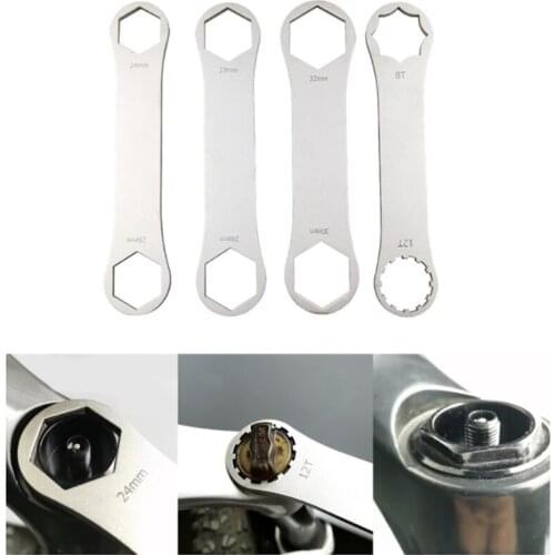 Multifunctional stainless steel bicycle front fork axle wrench repair tool manual professional bicycle car repair kit