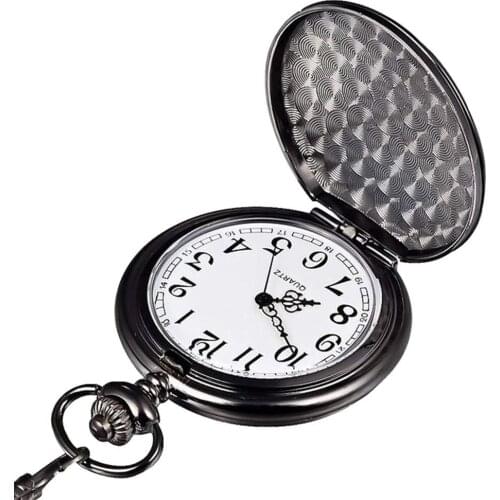 Fashion Letters Print Arabic Numbers Round Dial Pocket Watch Fathers Day Gift