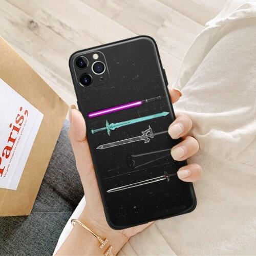Kiritos swords Art Online SAO anime For iPhone se 6 6s 7 8 plus x xr xs 11 12 mini pro max soft silicone phone case cover shell