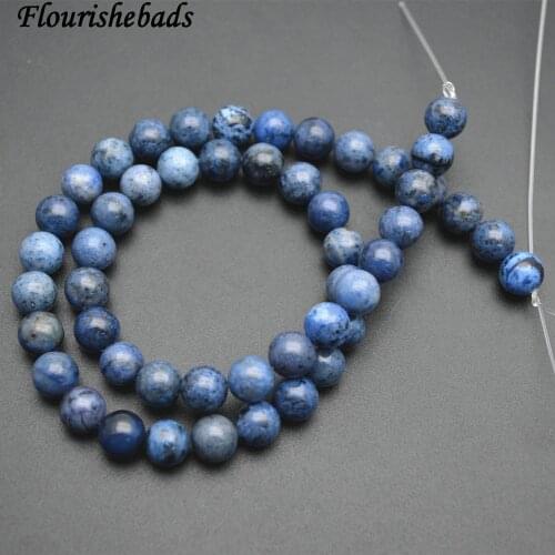 Natural Smooth Blue Dumortierite Stone Round Loose Beads DIY Jewelry Necklace Making Supplies 4mm 6mm 8mm 10mm 12mm
