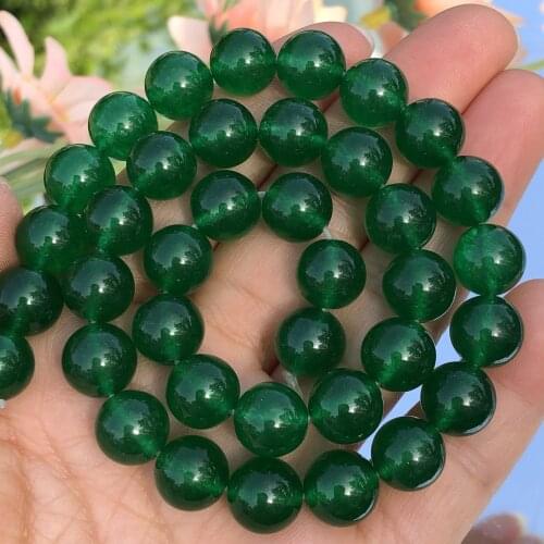 AAA Natural Stone Dark Green Chalcedony Jades Beads Loose Spacer Beads For Jewelry Making DIY Bracelet Necklace 4 6 8 10 12mm