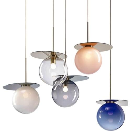 Nordic designer stained glass pendant lights bedroom bedside living room corridor bubble lamps Danish style dining room fixtures
