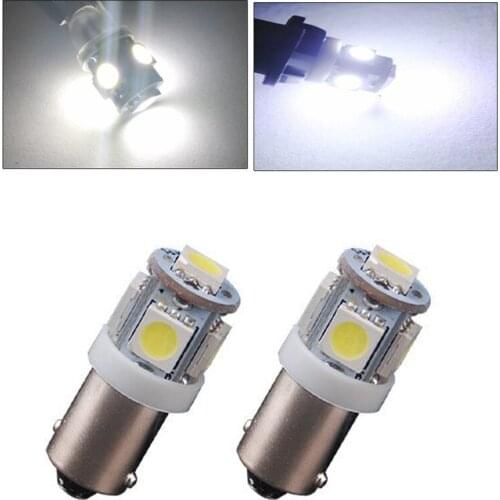 New 2Pcs T11 BA9S White 5050 SMD 5 LED Low Consumption Canbus Ultra Long Life Universal Car Light Bulb T4W H6W 363 12V#272934