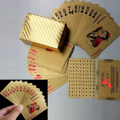 New Golden Playing Cards Deck Magic card Plastic foil poker Waterproof Cards Set