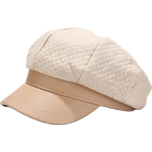Autumn and winter space cotton stitching octagonal cap literary small fresh women hat