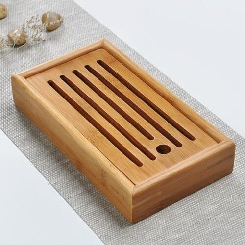 22*12*4cm Kung fu tea Portable Small Bamboo tea tray wood tea tray Slatted Box * Tea Serving Bamboo Tray pallet bamboo tray