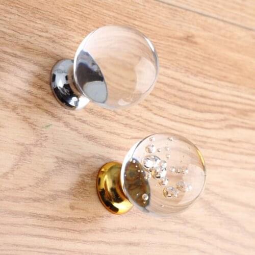 Modern fashion deluxe bubble crystal drawer win cabinet knob pull gold silver glass crystal dresser kitchen cabinet handles 30mm