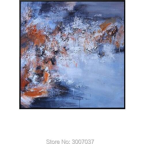 Hand Painted High Quality Abstract Oil Painting on Canvas Blue and Black Red Color Wall Art for Home decoration Ship by DHL