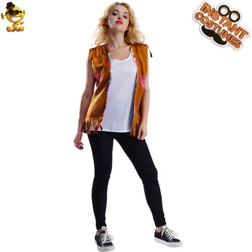 Carnival Adult 70s Fashion Vest Costume Halloween Cosplay Party Women Hippie Clothes Christmas Fancy Dress Female Retro Outfits