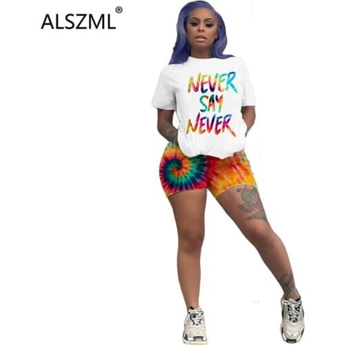 Special design white o neck short sleeve letter print top and hot short 2 pieces set causal lady fashion tracksuits