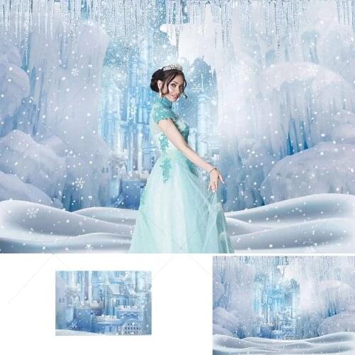 Winter Wonderland Ice Castle Photography Backdrop White Snow Scene Frozen Background Fairytale Princess Girl Baby Birthday Decor