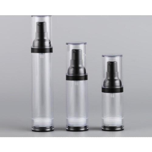 15ML clear airless bottle black pump lotion emulsion serum foundation hyaluronic toner sport removal skin care cosmetic packing