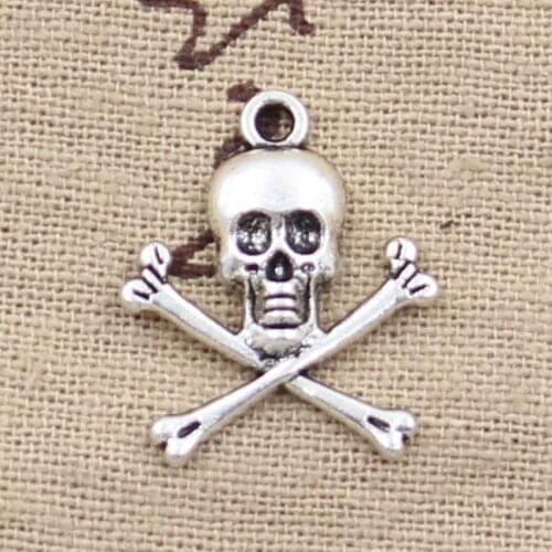 15pcs Charms Skull Skeleton Bone 24x19mm Antique Tibetan Pendant Findings Accessories DIY Vintage Choker Handmade Jewelry