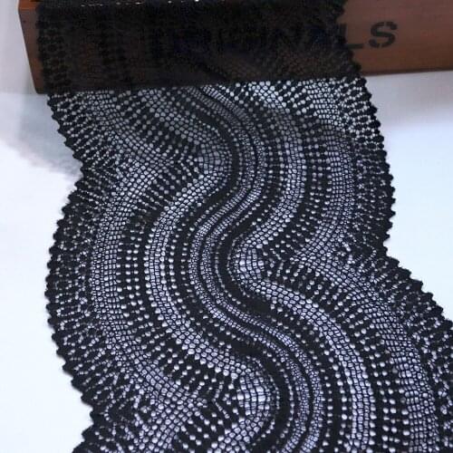 2Yards 21cm Wide Elastic Stretch Lace Trim Black Brown For Clothing Accessories Dress Sewing Applique Bra Lingerie Lace Fabrics
