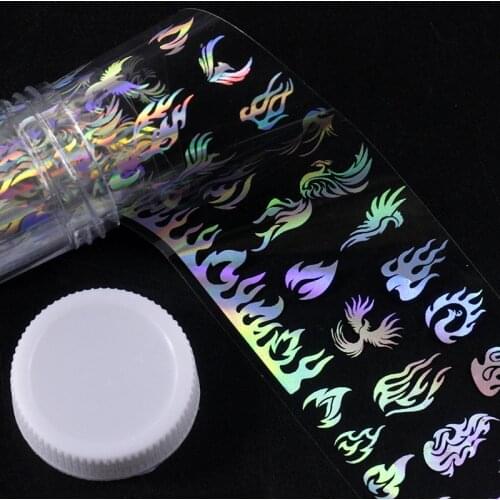 4*100cm Holographic Flame Nail Foil Transfer Roll Nail Art Sticker Designer Water Slide Nail Decals Decorations