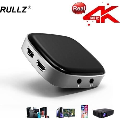 4K 60hz Pass Through Mic Audio Video Capture CardHDMI-compatible USB 3.0 Game Grabber Live Streaming for Xbox PS4 PS5 Switch DVD