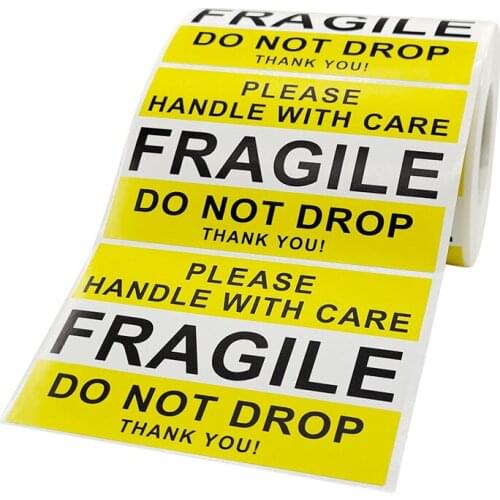 500Pcs/Roll Fragile Sticker Warning Stickers Handle With Care Packaging Sticker DO NOT DROP Label 2.5x4 inch