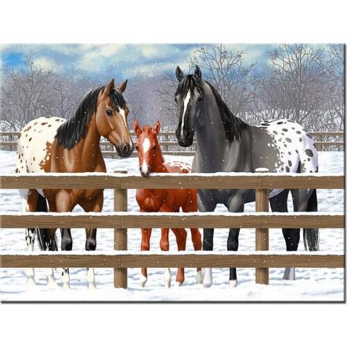 5d diy diamond painting full diamond mosaic cross-stitch needlework diamond embroidery snow horse 3d pictures of rhinestones art