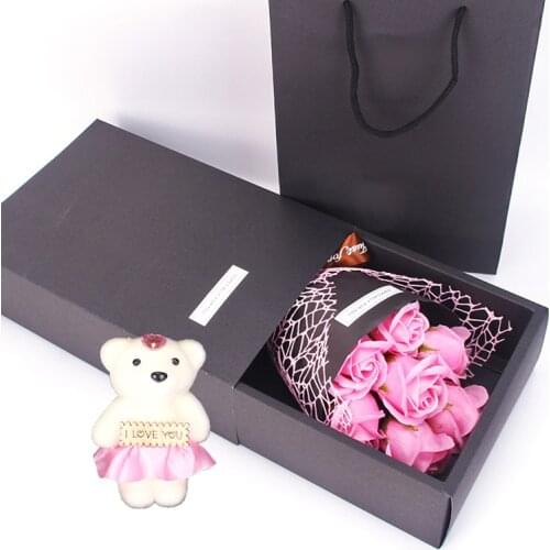 7 Heads Rose Flower Petal Bath Body Soap Handmade Wedding Scrapbooking Fake Rose Flower for Mothers Day Gift Romantic