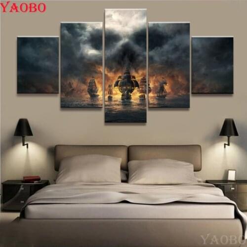 5 Piece 5d diy diamond painting full square/round diamond embroidery Pirates of the Caribbean movie picture mosaic home decor