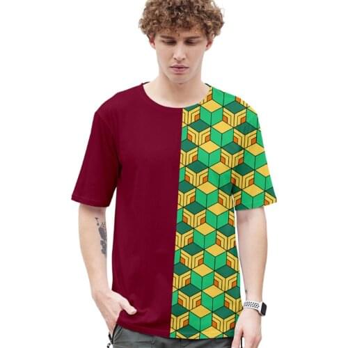 Anime Demon Slayer Kimetsu No Yaiba Tanjiro Kamado Nezuko Cosplay Costumes Mens Tshirts 3d Print Cool Funny 5XL T Shirt CS131