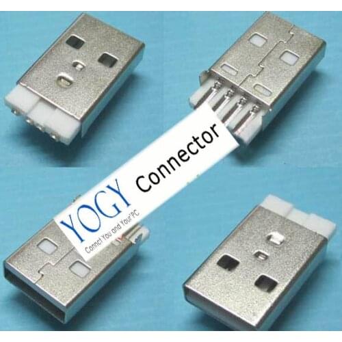 Free Shipping 50pcs Male USB 2.0 Jack Connector Socket White
