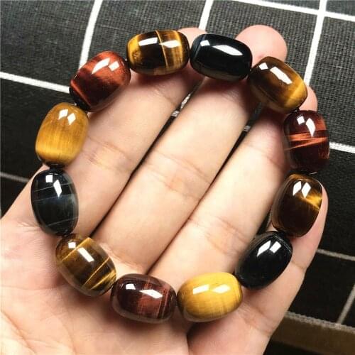 Natural Colorful Tiger Eye Bracelet For Women Lady Men Crystal Red Blue Yellow 16x10mm Oval Beads Gemstone Stretch Jewelry AAAAA