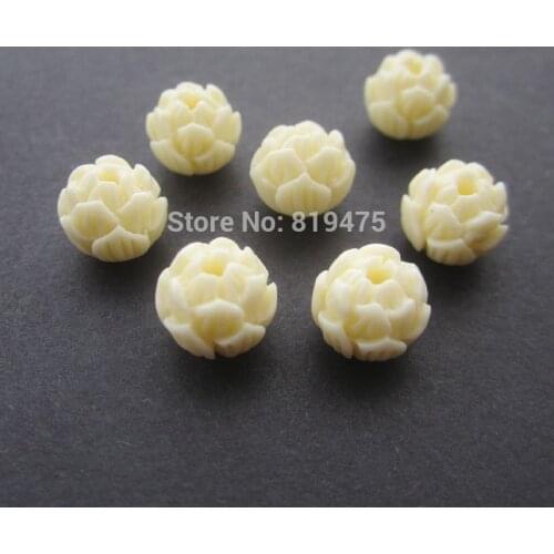 20 pieces/lot) Carved Lotus Beads Artificial Coral beads 8mm 10mm Beige color for Jewelry making